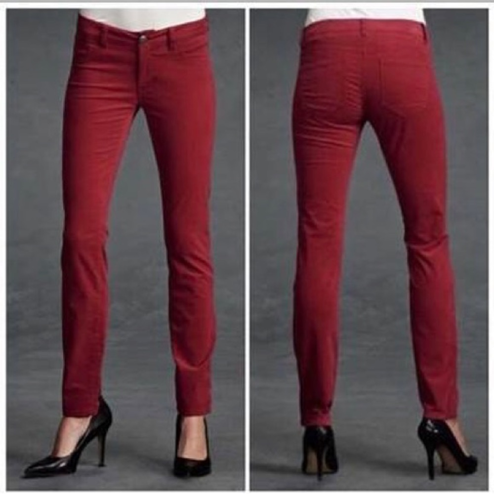 CAbi Woman's 4 Red Crimson Corduroy Skinny Pants Style 160 Stretchy Solid